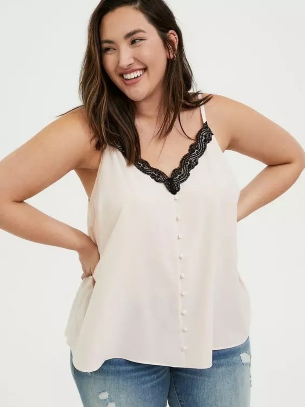 Torrid Lace-Trim V-Neck Cami Tank Top — Size 1